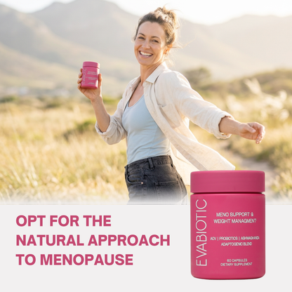 Woman experiencing relief from hot flashes with Evabiotic